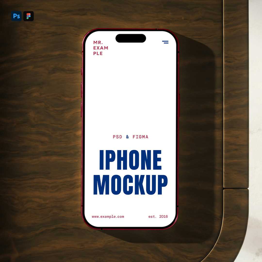 Free iPhone Pro on Wooden Mockup