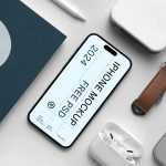 Free iPhone Pro with Book Mockup