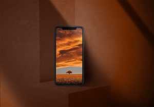 Free iPhone X Shadow overlay Showcase Mockup