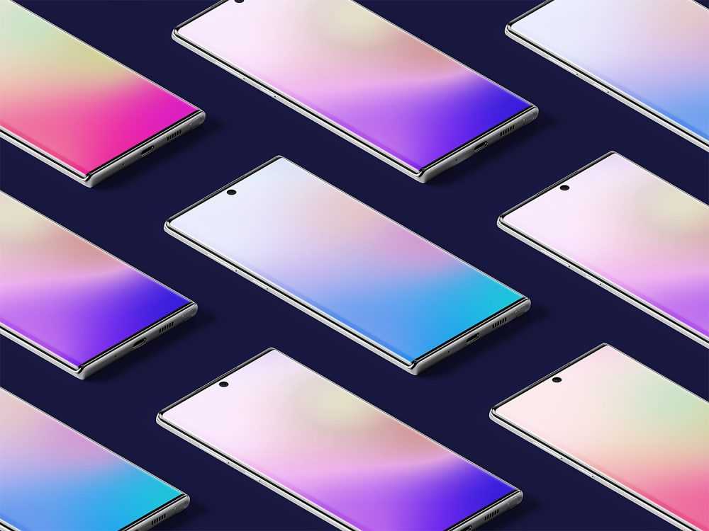 Free Isometric Galaxy Note 10 Pro Mockup