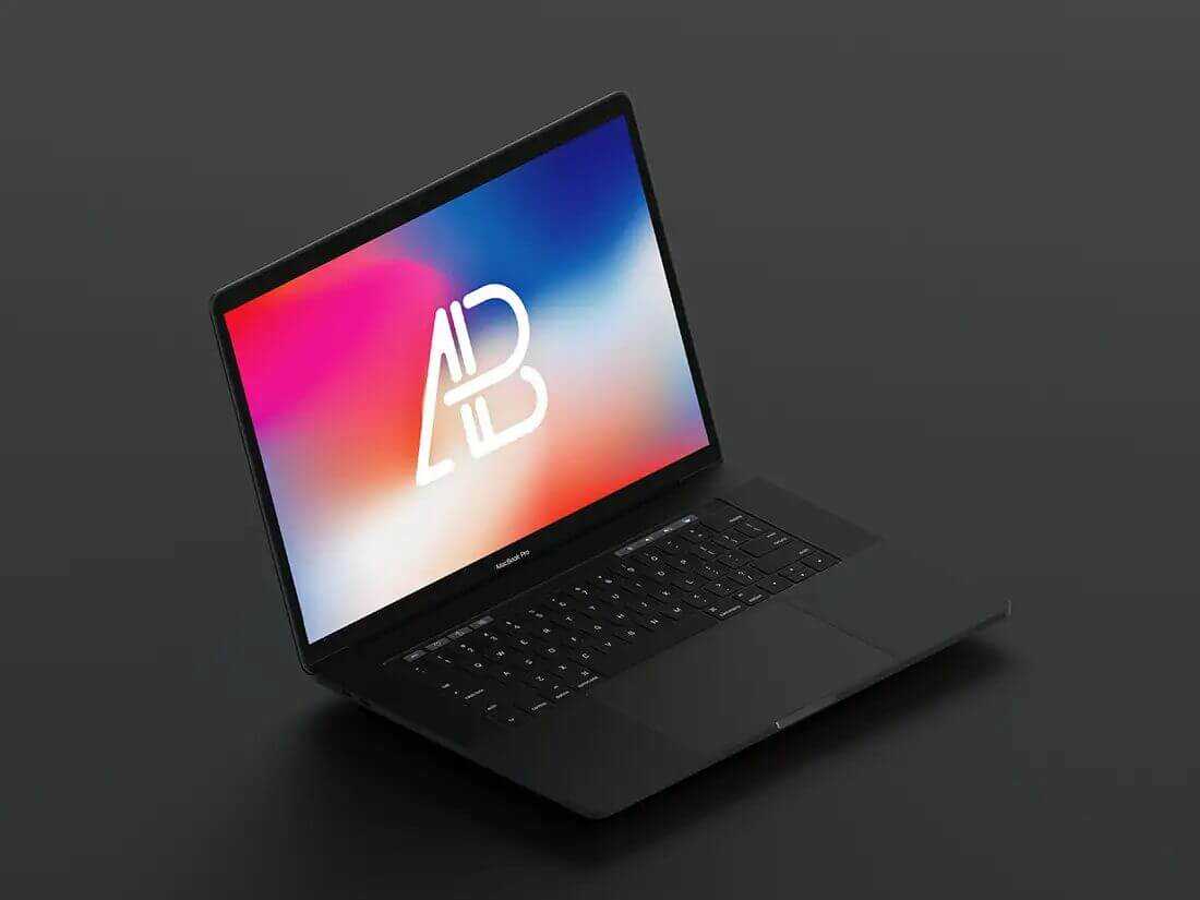 Free Isometric Matte Macbook Pro Mockup Free PSD