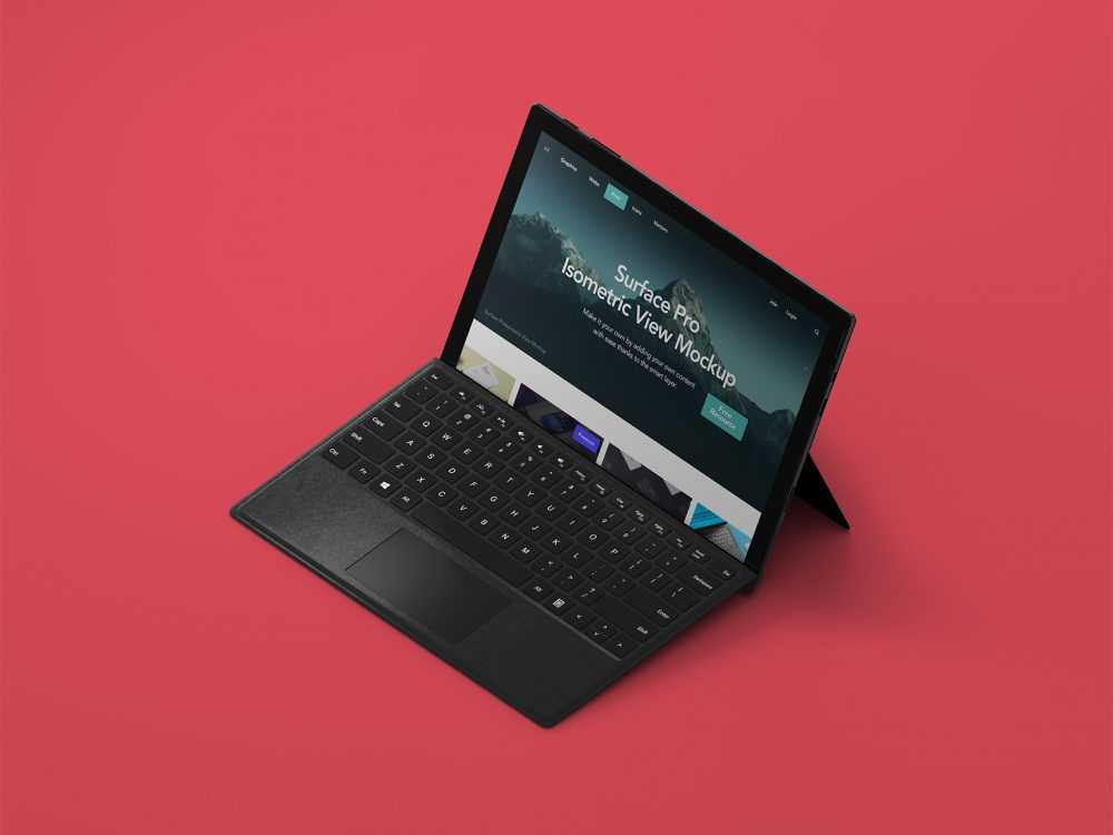 Free Isometric Microsoft Surface Pro Mockup PSD