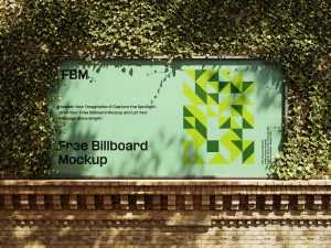 Free Ivy Leaves Covered Billboard Mockups PSD Set