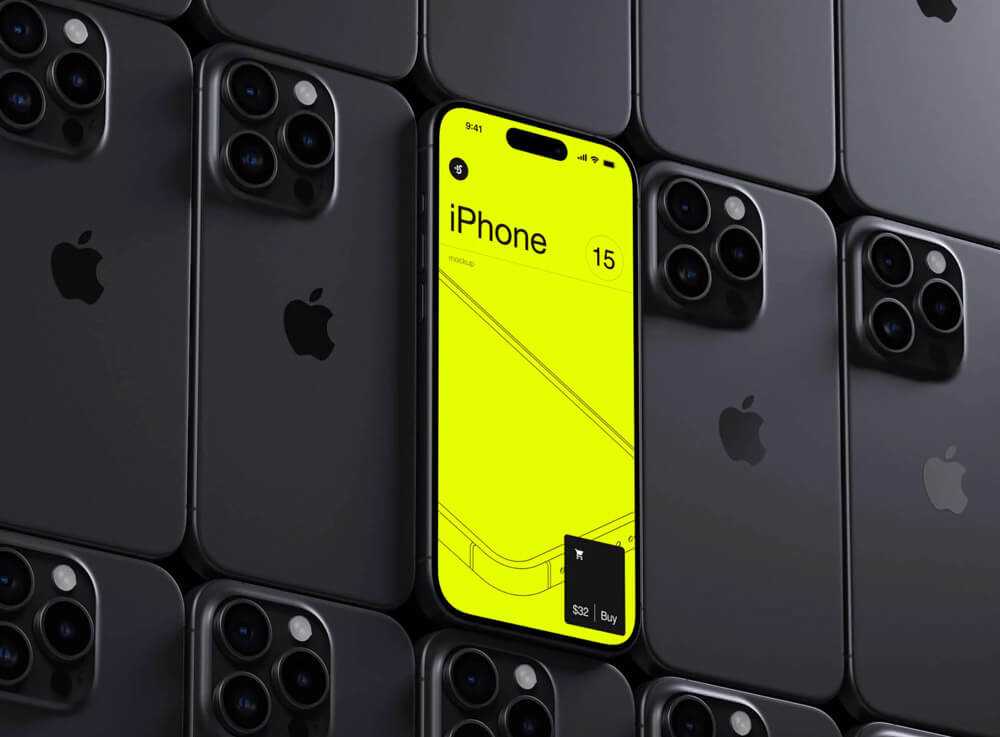Free J-iPhone 15 Pro Mockup PSD