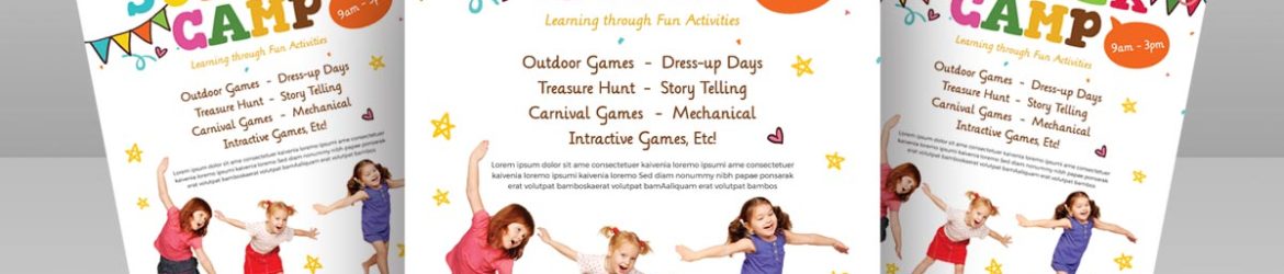 Free Kids Summer Camp PSD Flyer for Pre Schools Free Kids Summer Camp PSD Flyer for Pre Schools