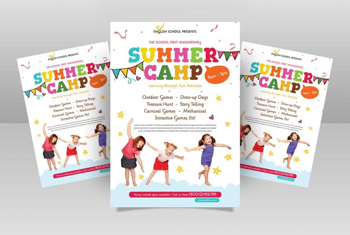 Free Kids Summer Camp PSD Flyer for Pre Schools