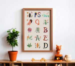 Free Kids Wall Wood Framed Picture, Poster Mockup PSD