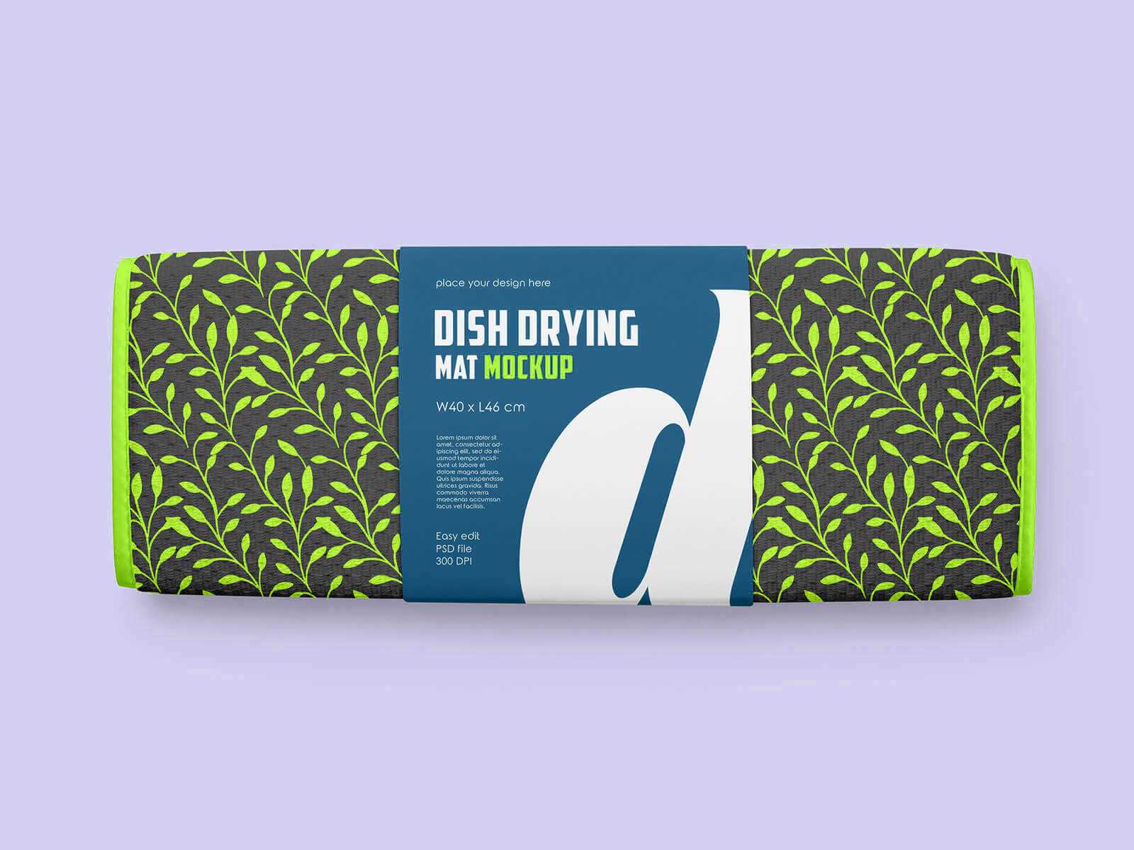 Free Kitchen Dish Drying Mat Label Mockup PSD set
