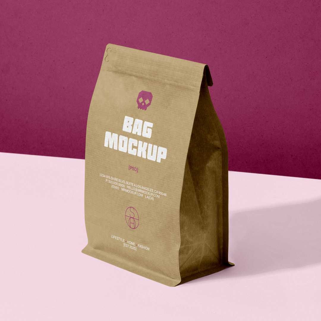 Free Kraft Coffee Bag PSD Mockup