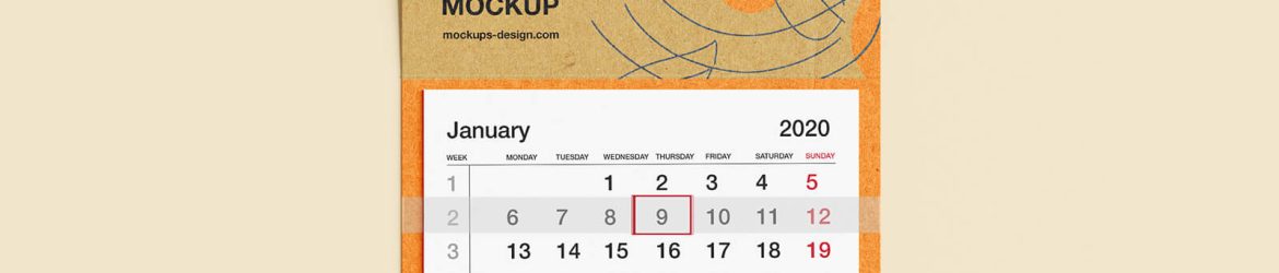 Free Kraft Paper Board Wall Calendar 2023 Mockup PSD set - Free PsFiles