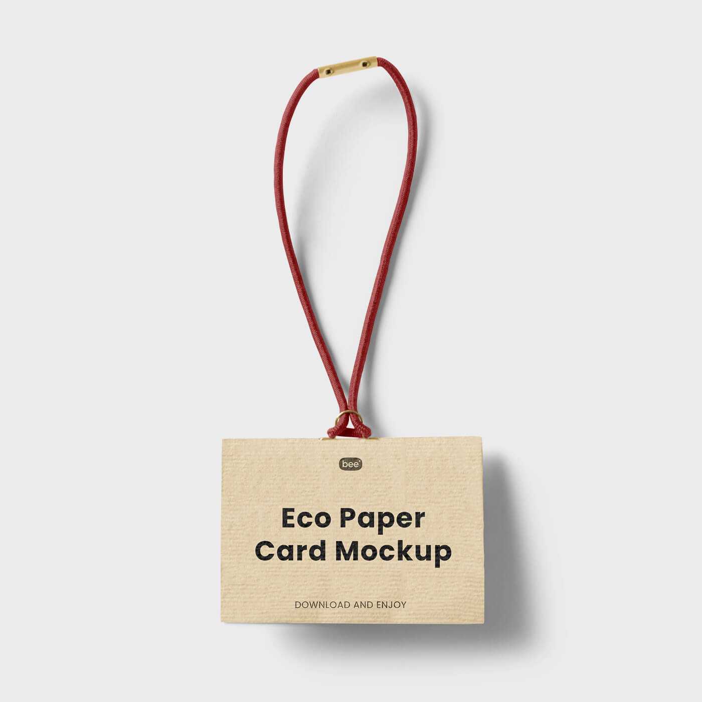 Free Kraft Paper Card Mockup With Rubber Tag