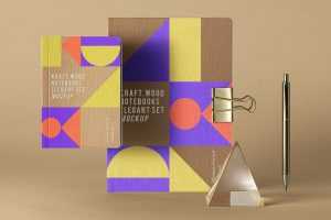 Free Kraft Paper Notebooks Mockup PSD