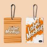 Free Label Tag with Chain Mockups PSD