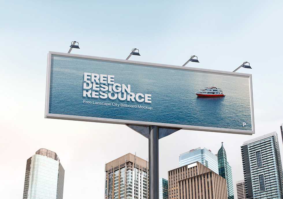 Free Landscape City Billboard Mockup PSD