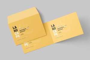 Free Landscape Invitation Card Mockup With Envelope