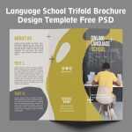 Free Language School Trifold Brochure Design PSD Template