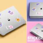 Free Laptop Sticker Mockup PSD Set - Free PSD Download Free Laptop Sticker Mockup PSD Set