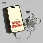 Free Laying iPhone 16 Pro Mockup - Free PSD Download Free Laying iPhone 16 Pro Mockup