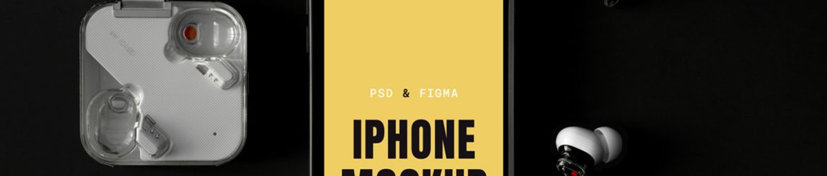 Free Laying iPhone with Accessories Mockup