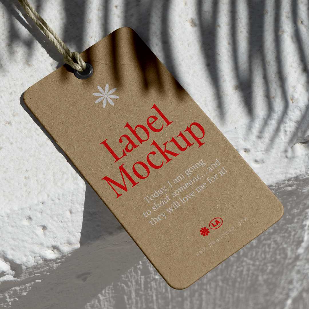 Free Laying Label on Concrete Mockup