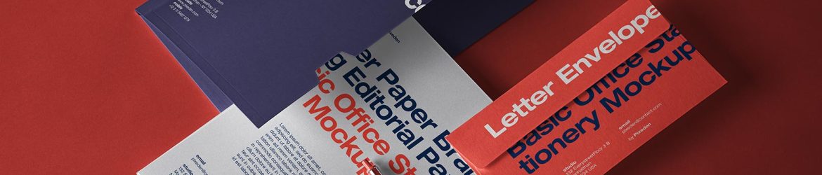 Free Letterhead, Envelope and Folder Mockup PSD