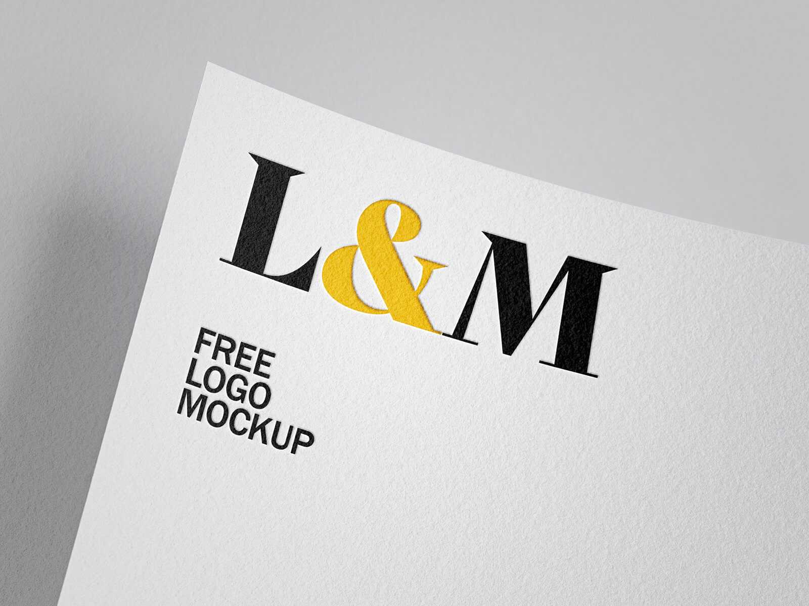Free LetterPress Logo on White Paper Mockup PSD set