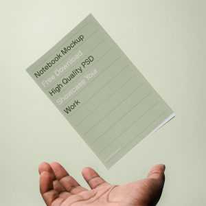 Free Levitating A5 Notebook Mockup