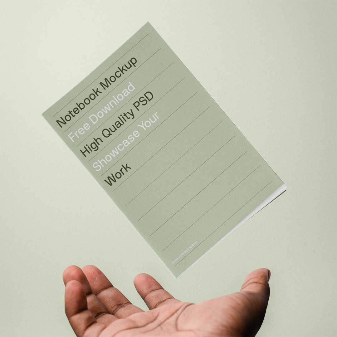 Free Levitating A5 Notebook Mockup