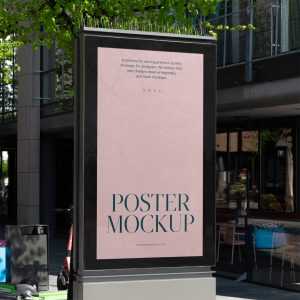 Free Lightbox on the Street Mockup