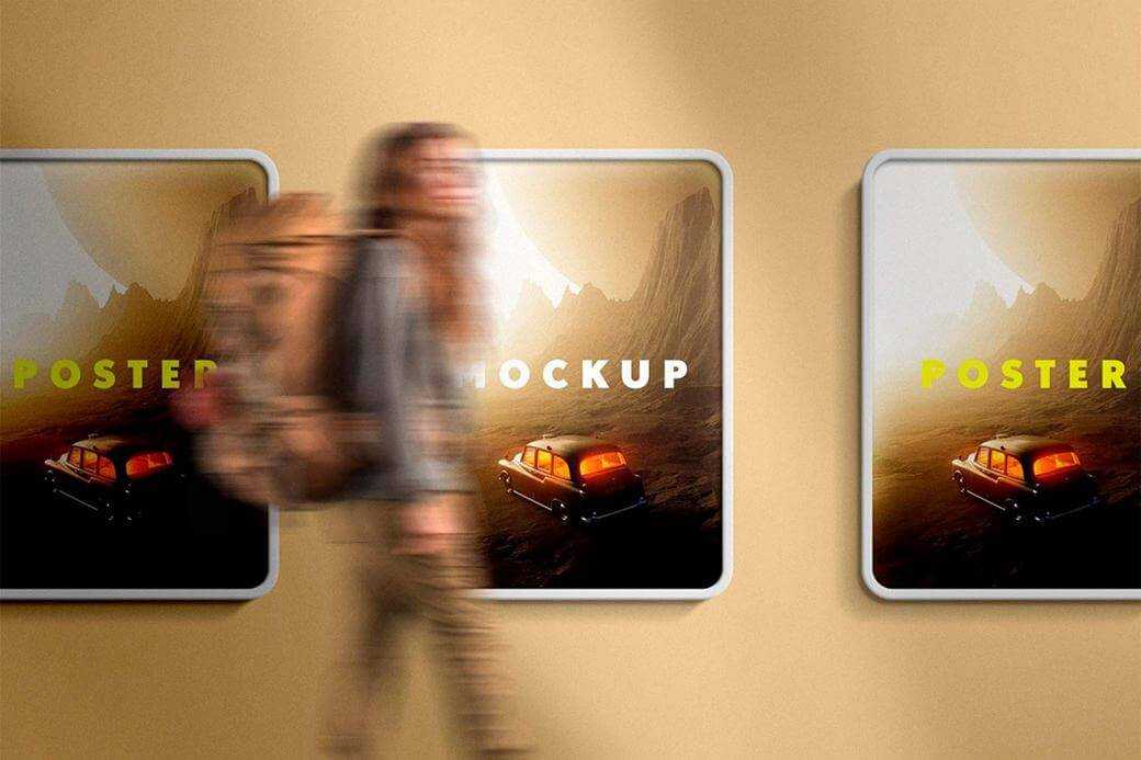 Free Lightbox Poster Mockup in Subway