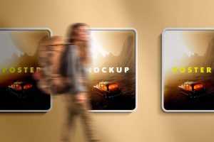 Free Lightbox Poster Mockup in Subway