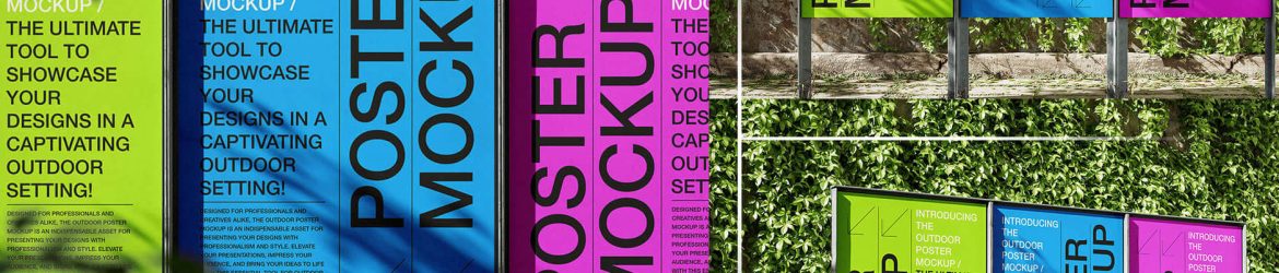 Free Lined-Up Street Poster Mockup PSD Set