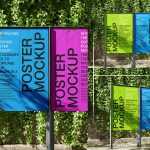 Free Lined-Up Street Poster Mockup PSD Set