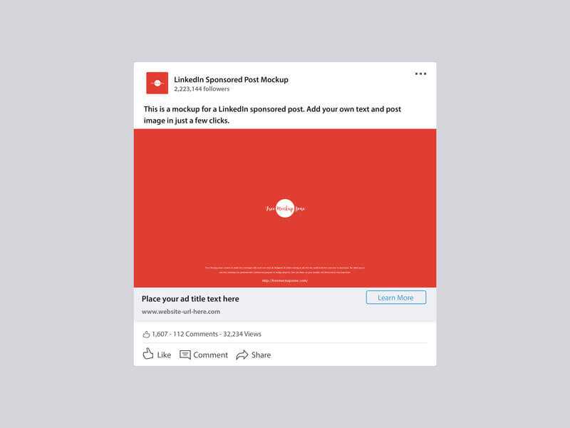 Free LinkedIn Post Mockup PSD Desktop view