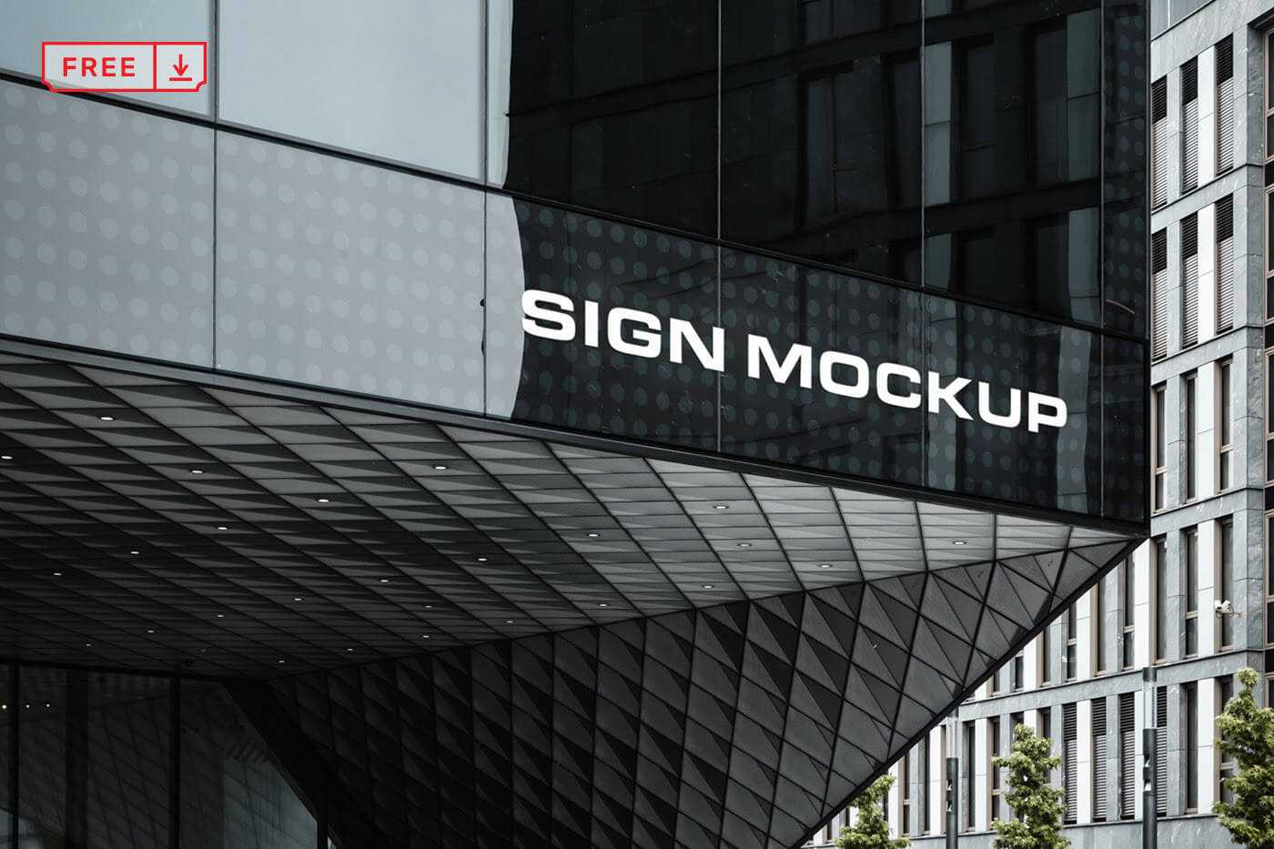 Free Logo Sign Mockup on Corporate Building PSD