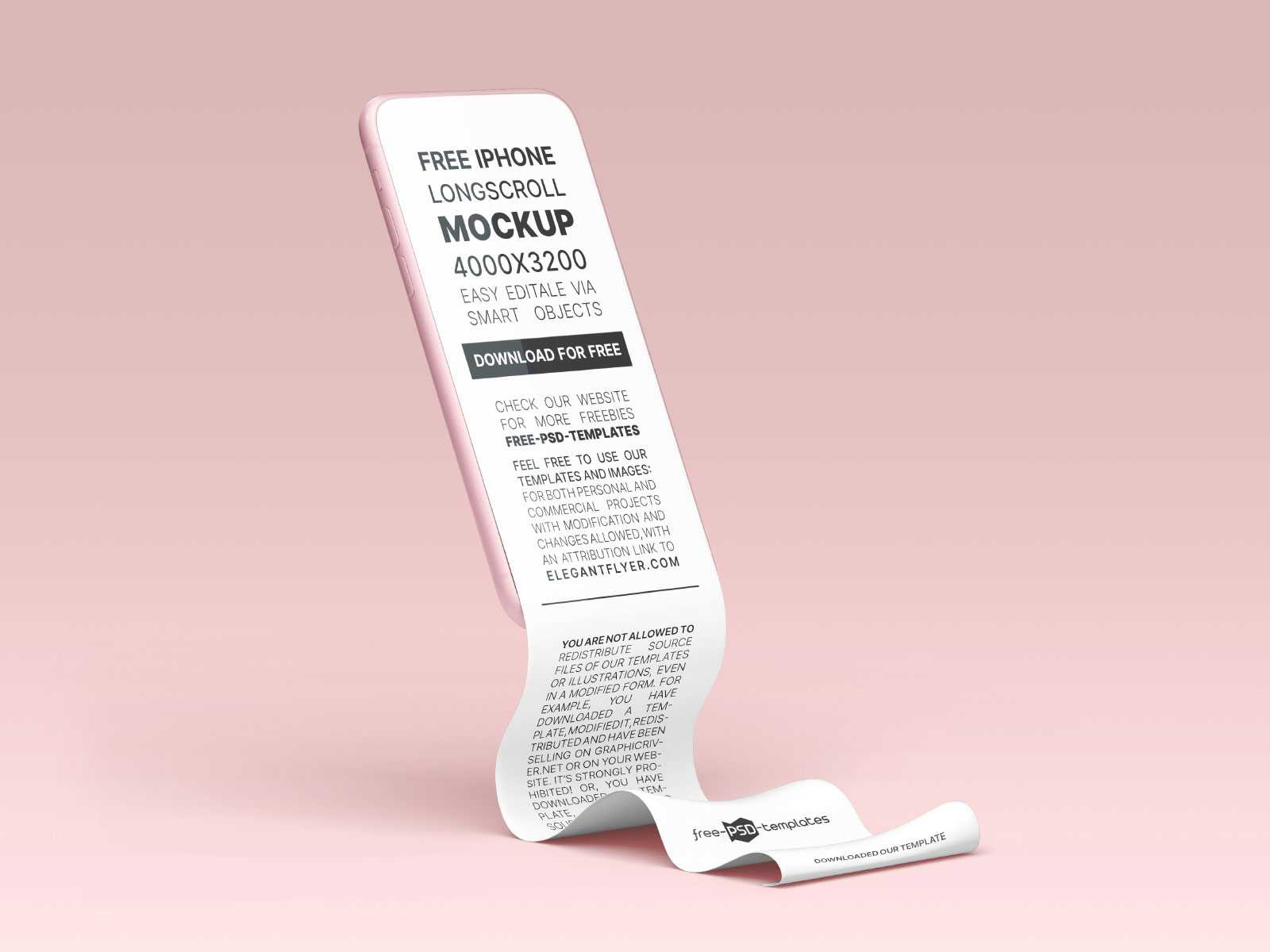 Free Long Scroll App Screen Mobile Mockup PSD Set