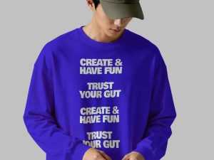 Free Long Sleeve T-Shirt on Model Mockup PSD for Branding