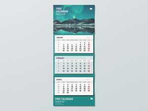 Free Long Wall Calendar Mockup 2 PSD - Free PsFiles