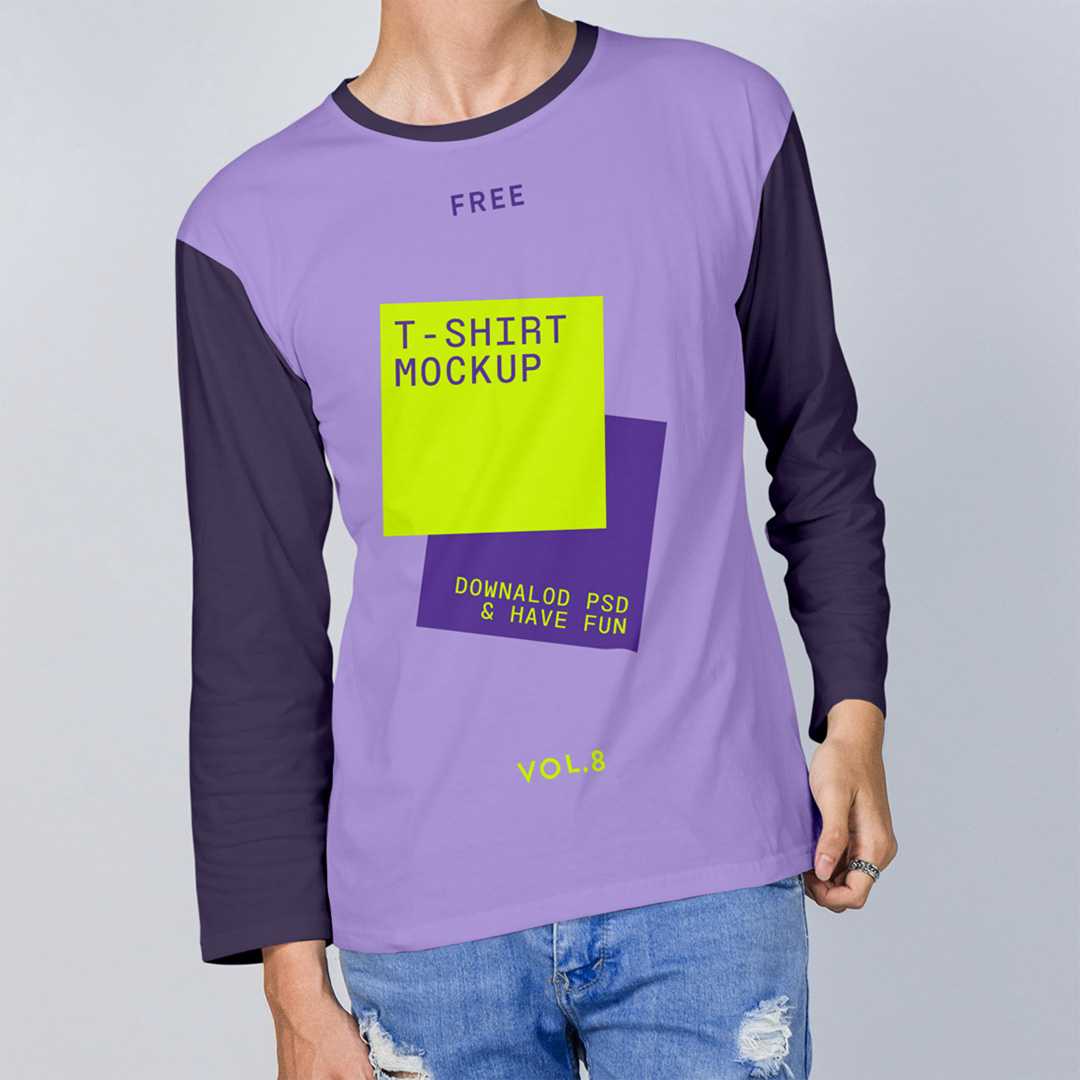 Free Longsleave on Men in Studio Mockup