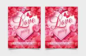 Free Lovely Valentine Day Party PSD Flyer Template
