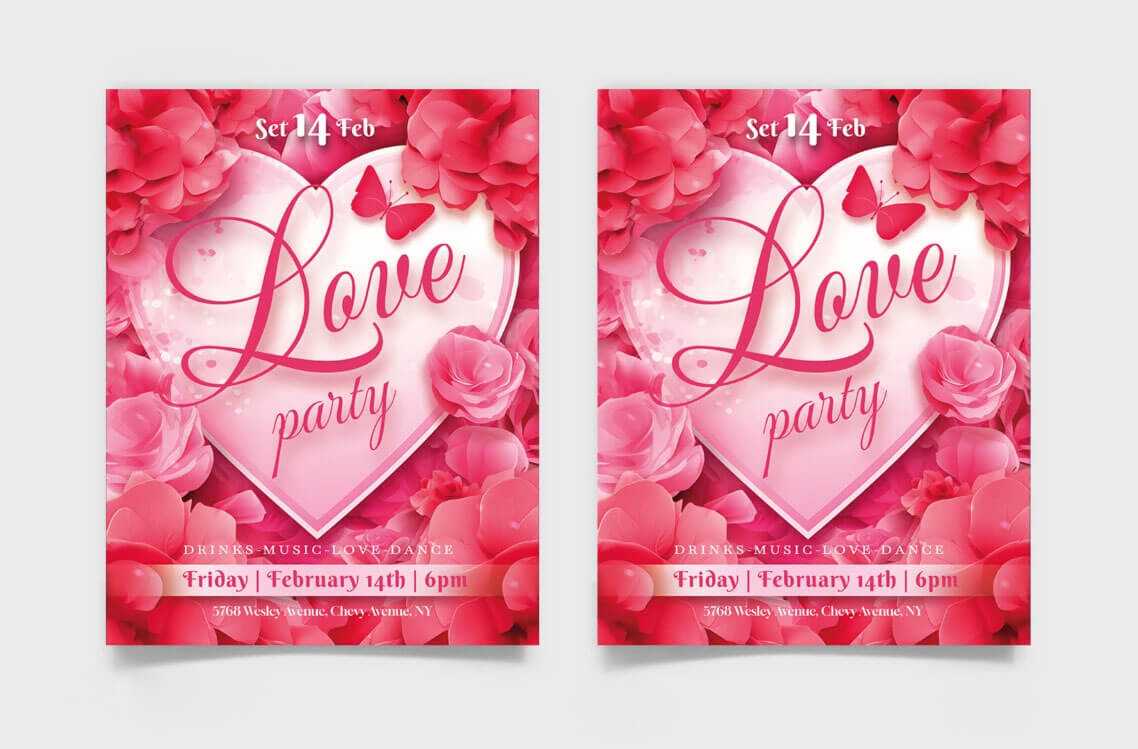 Free Lovely Valentine Day Party PSD Flyer Template