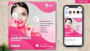 Free Luxurious Beauty Spa Salon Social Media Post Design PSD Template