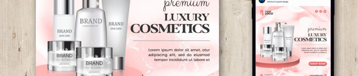 Free Luxury Beauty Products Promo Post Design PSD Template