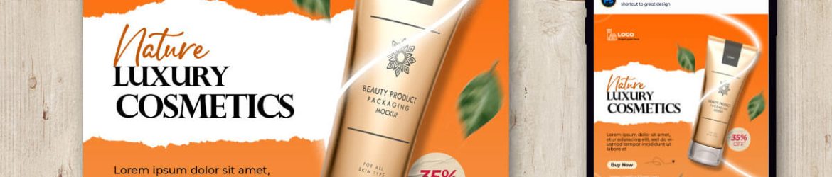 Free Luxury Beauty Products Promoting Social Media Post Design PSD Template