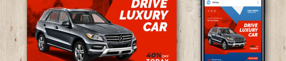 Free Luxury Car Rental Instagram Post Design PSD Template 02