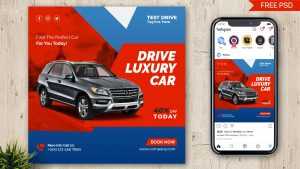 Free Luxury Car Rental Instagram Post Design PSD Template 02