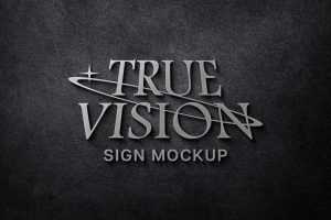 Free Luxury Silver Signboard Logo Mockup PSD
