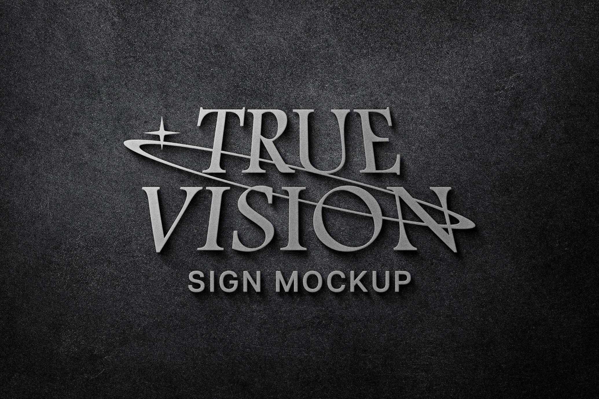 Free Luxury Silver Signboard Logo Mockup PSD