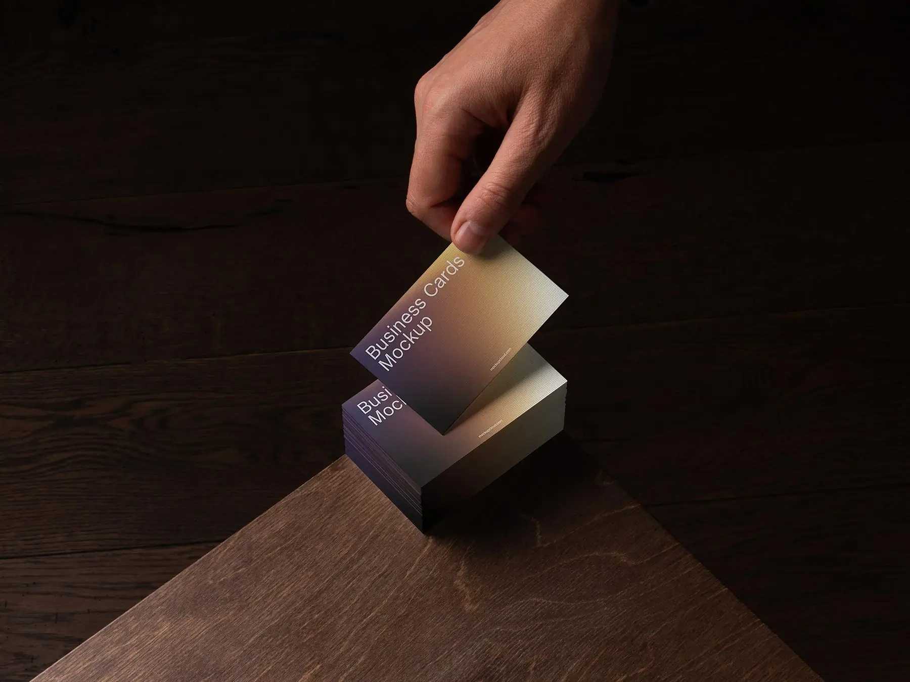 Free Luxury Stacked Business Card Mockup PSD – Realistic Branding Card Display Download