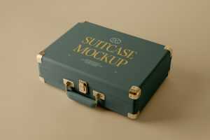 Free Lying Suitcase Mockup